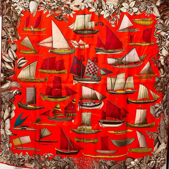 auth HERMES 90 Square Scarf made in France 100% silk - Picture 1 of 6
